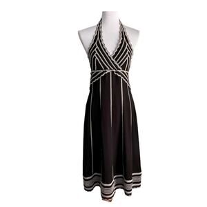 ELIZA J Black Chiffon Flowy Halter Dress A-line Dress Size 12 Special Occasion